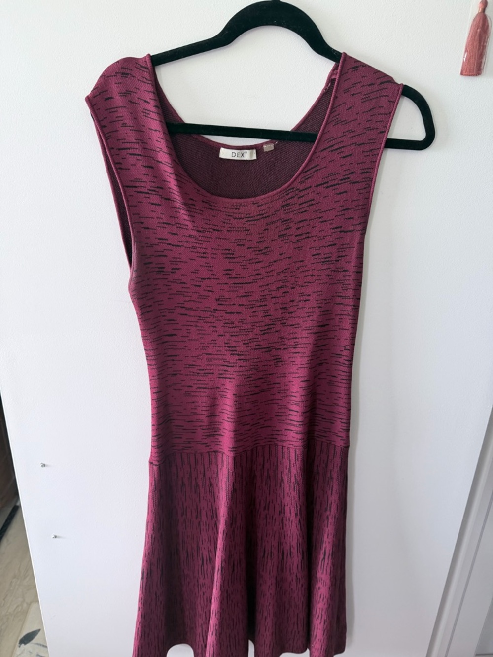Dex Sleeveless Knit Dress in Plum with Heathered Black Detail